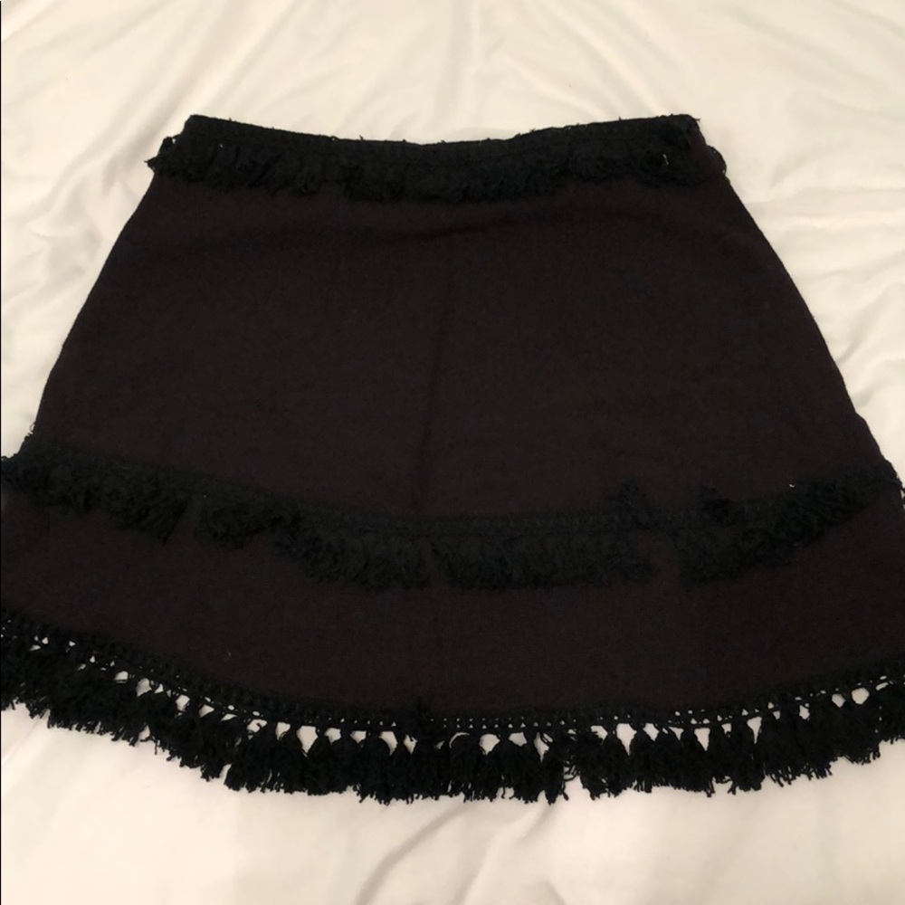 Tassel black mini skirt